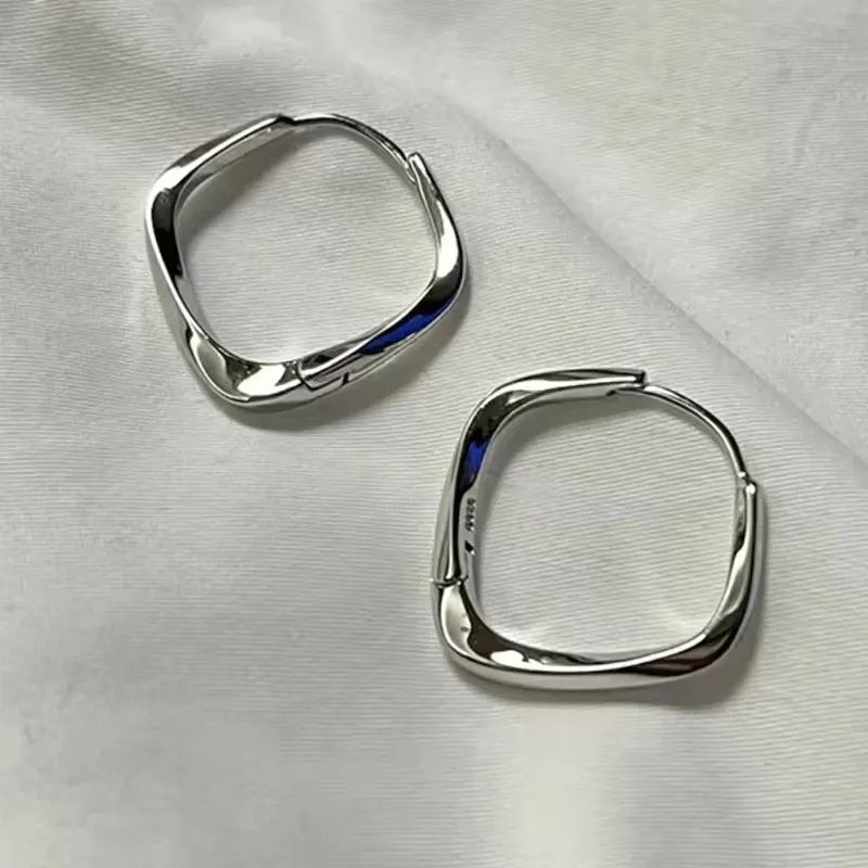VENTFILLE 925 Sterling Silver Hoop Earring for Women Black Agate Hip Hop Versatile Big Bohemia Punk Jewelry Gift Dropshipping