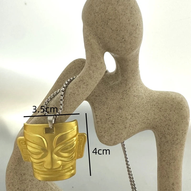 PENDRA Guochao Three-Star Gold Mask Pendant