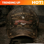 PENDRA Classic Retro American Anniversary Distressed Leather Cap