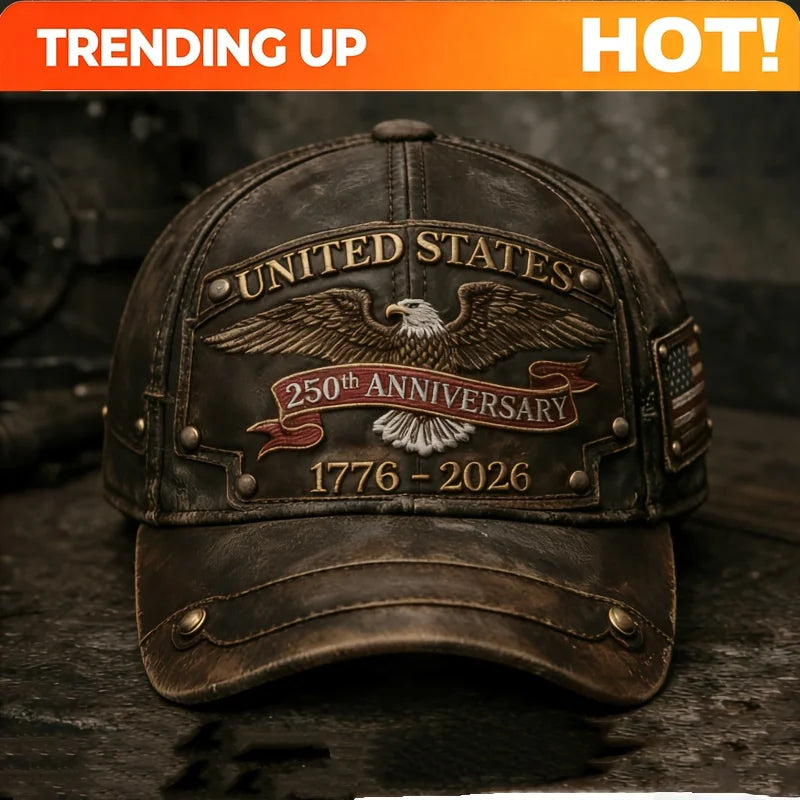 PENDRA Classic Retro American Anniversary Distressed Leather Cap