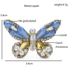 PENDRA Pearl 3 Colors Handmade Czech Rhinestone Butterfly Brooch