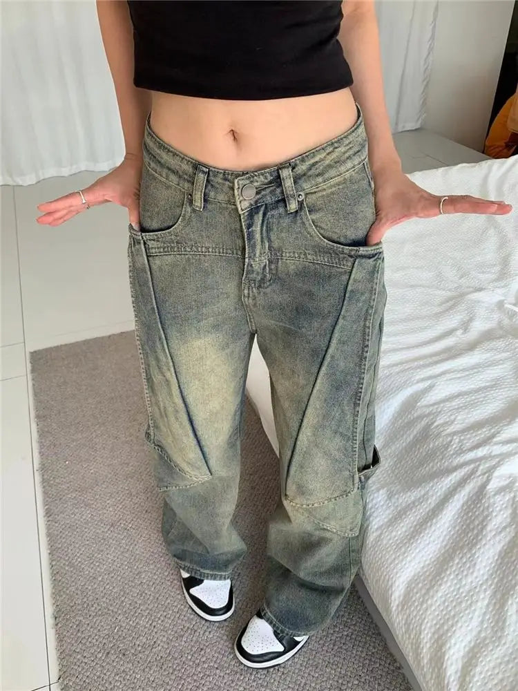 PENDRA Wide Leg Waist Washed Pants