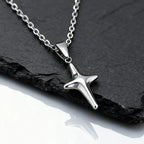 Simple Trendy Star Necklace for Men Boys,Silver Color Stainless Steel 4-Point Star Pendant,Hip Hop Minimalist Jewelry Gift