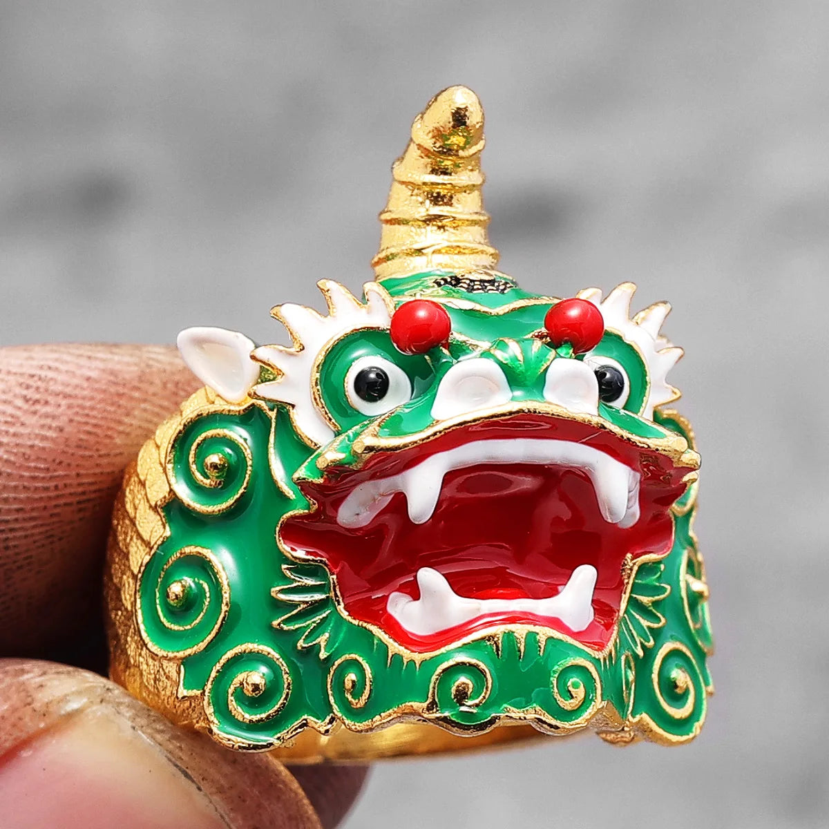 PENDRA Chinese Lion Dance Steel Ring
