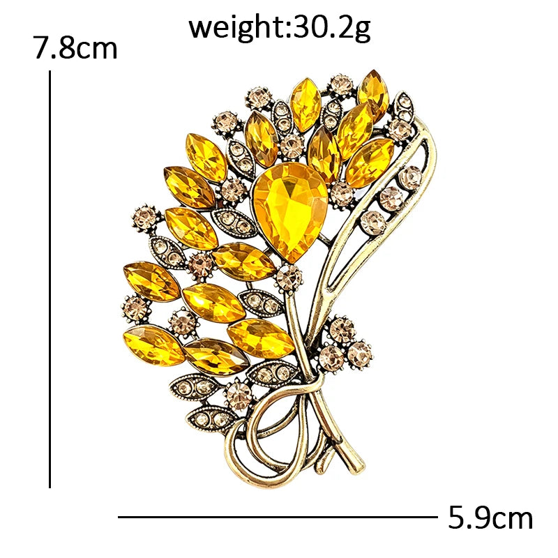 PENDRA Bouquetelle Vintage Crystal Flower Bouquet Brooch