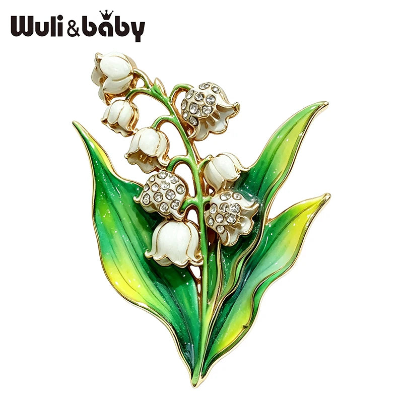 PENDRA Lilia 2-Color Enamel Rhinestone Lily Brooch