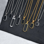 PENDRA Square Enamel Rectangle Pendant Necklace