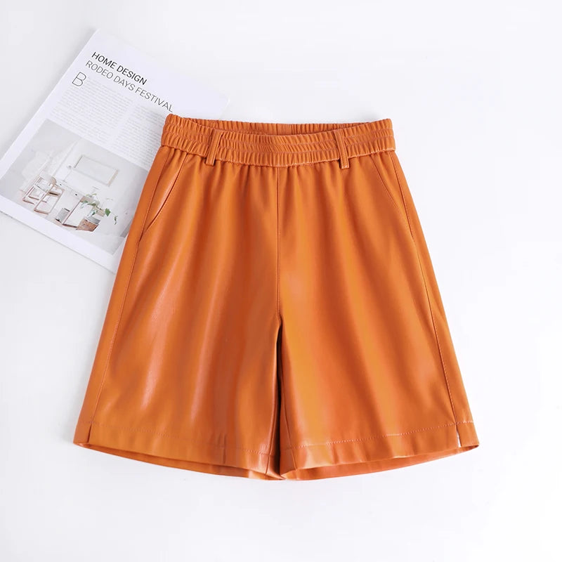 PENDRA Full Leather Wide Leg Shorts
