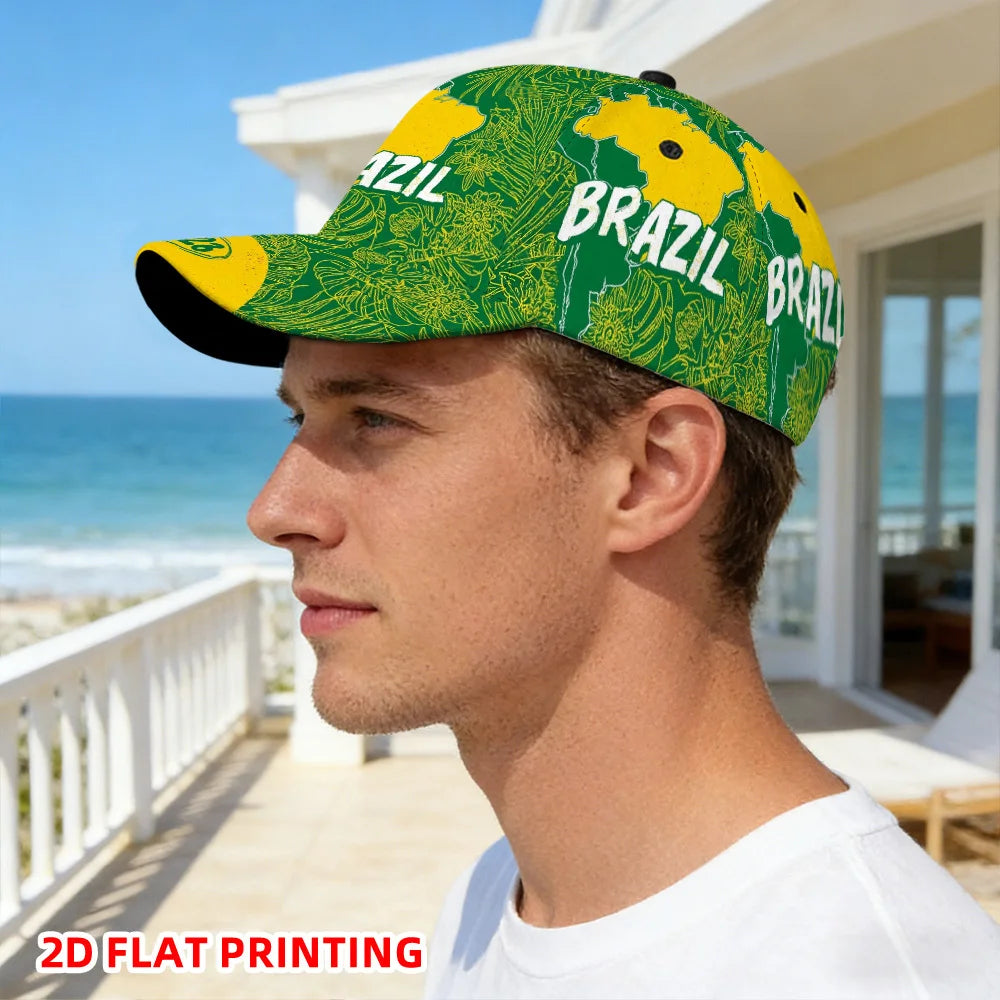 PENDRA Flat Brazil Tropical Graphic Baseball Adjustable Duckbill Comfortable Baseball Cap