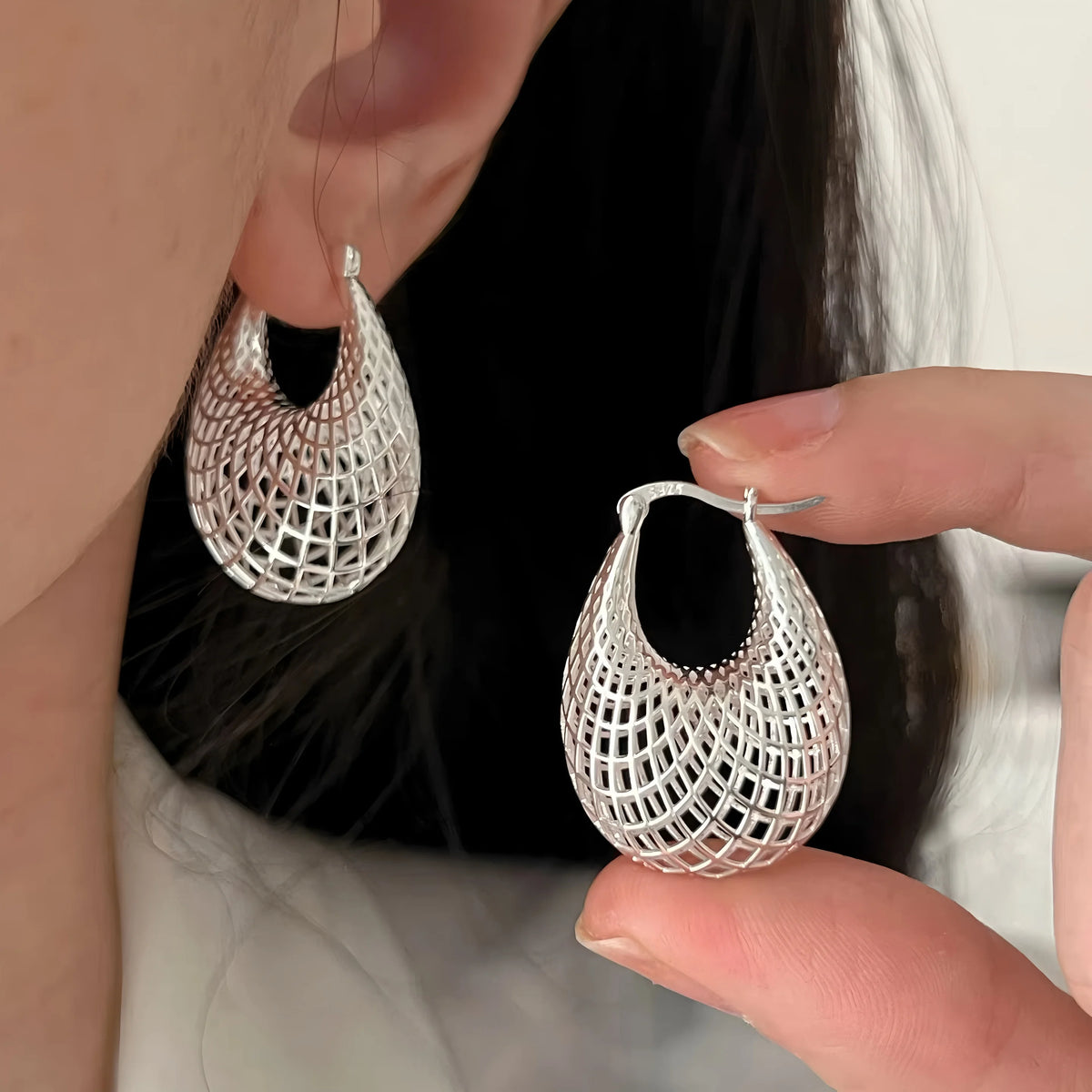 VENTFILLE 925 Sterling Silve Star Hoop Earring for Women Zircon Geometry Wide Office Versatile Jewelry Birthday Gift Dropship