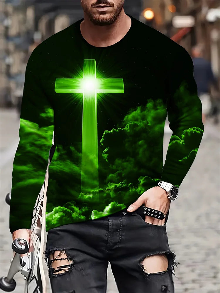 PENDRA Printed Long Sleeve God T-Shirt