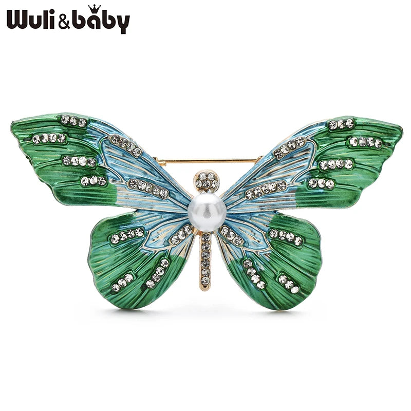 Wuli&baby Beautiful Enamel Butterfly Brooches For Women Unisex 4-color Insects Party Office Clothes Pins Gifts