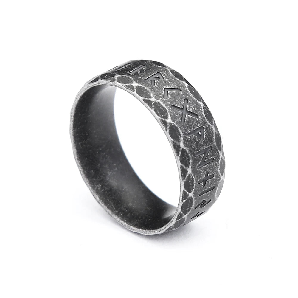 PENDRA Runering Vintage Stainless Steel Viking Rune Ring