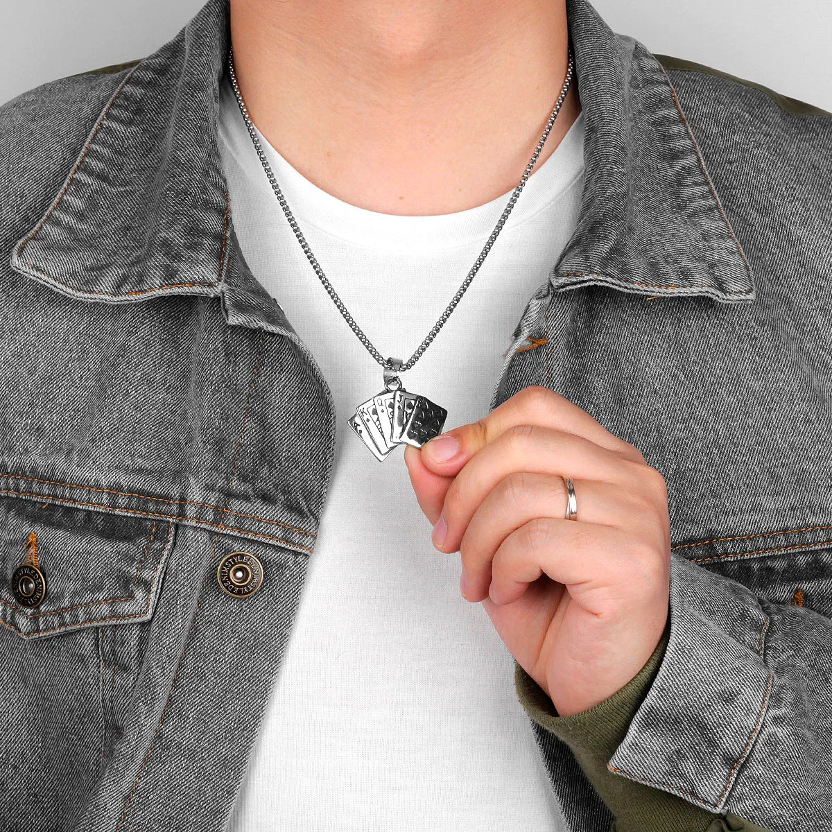 PENDRA Flush Poker Gambling Steel Necklace