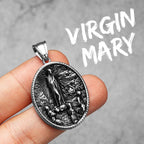 Virgin Mary Stainless Steel Men Necklaces Pendants Chains Women Jewelry New Cool Powerful Amulet Accessories Gifts Wholesale
