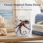 Novelty Octopus Shaped Whiskey Glass Clear Glass Tumbler with Blue Spot Marine Design for Bourbon Cocktail and Gift