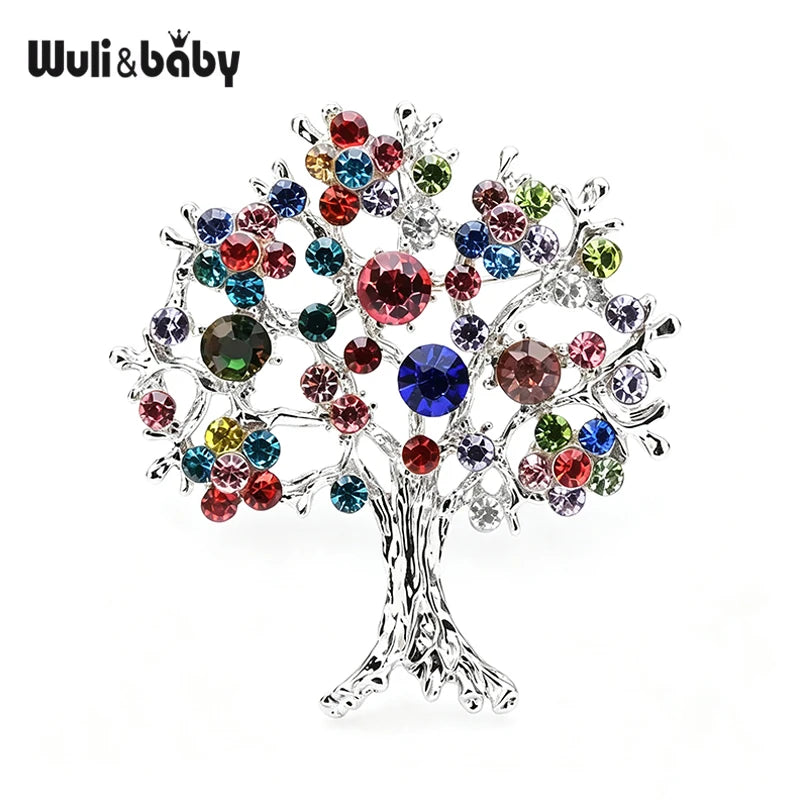 PENDRA Noel Multicolor Rhinestone Christmas Tree Brooch