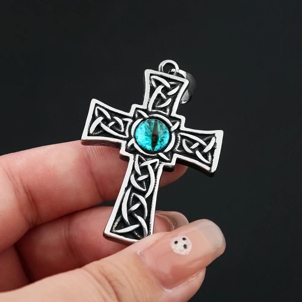 PENDRA Vikingeye Blue Eye Cross Pendant