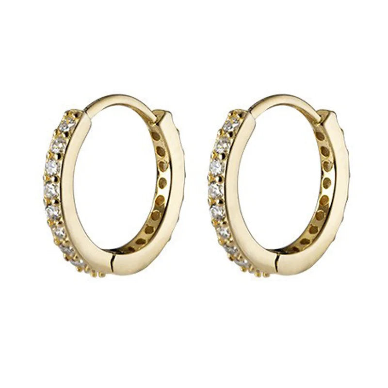 VENTFILLE 925 Sterling Silver Diamond Studded Hoop Earrings for Women Ear Buckle Circle Trendy Jewelry Gift Dropshipping
