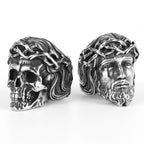 Religion Jesus Skull Stainless Steel Womens Mens Rings Punk Vintage Amulet for Boyfriend Biker Jewelry Creativity Gift Wholesale