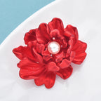PENDRA Peonia Red Peony Flower Brooch