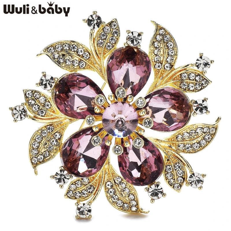 PENDRA Floracircle Crystal Round Flower Brooch