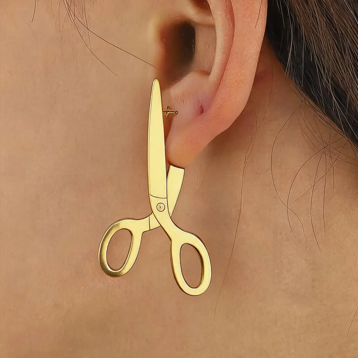 PENDRA Retro Scissor Punk Stud Earrings
