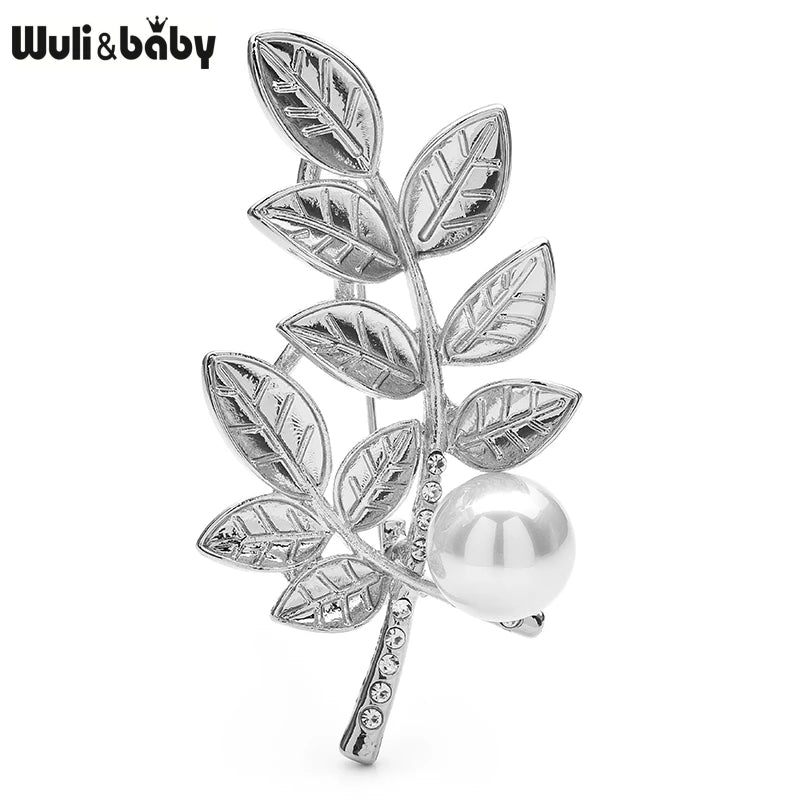 PENDRA Wheatgold Pearl Wheat Leaf Brooch