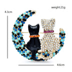 PENDRA Lovely Sitting Moon Cats Brooch