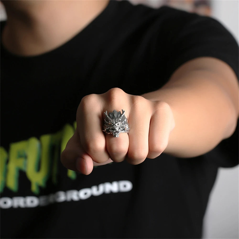 PENDRA Dragon Opening Silver Ring