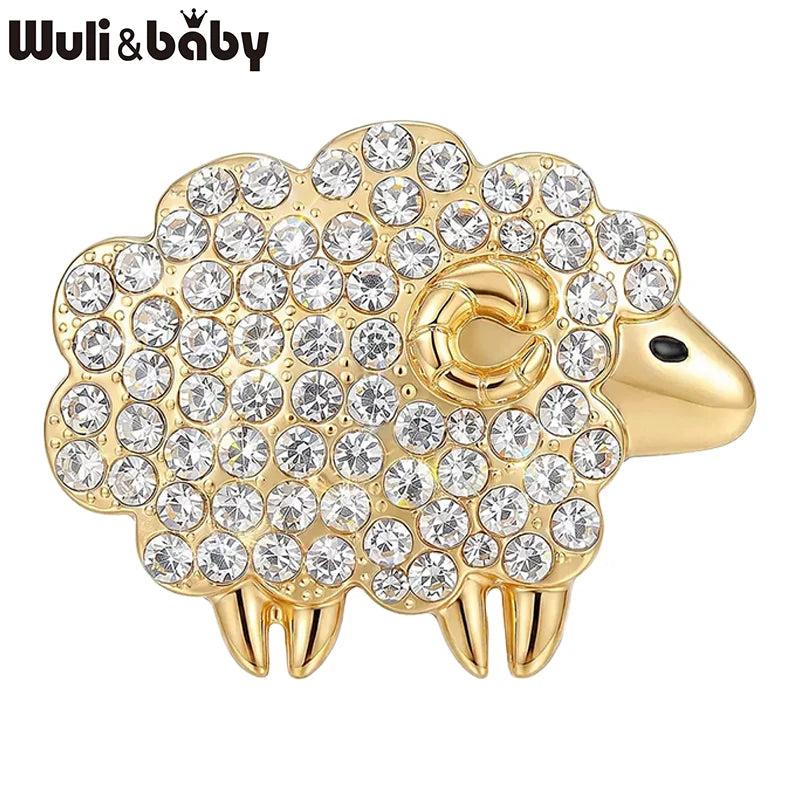 PENDRA Heartwool 2-Color Rhinestone Sheep Brooch