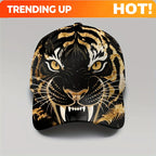 1pc, Tiger Print Golden  Cap, Unisex, Casual and Fashionable, Outdoor Sun Protection, Breathable and Adjustable, Trendy Street