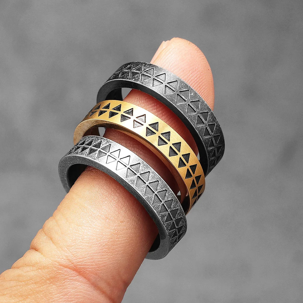 PENDRA Sawtooth Totem Rock Steel Ring