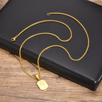 Hawaiian Tree Necklaces for Men,Stainless Steel Palm Trees Square Pendant Necklaces.Chic Stylish Jewelry Gift