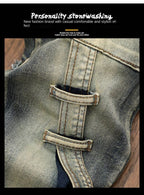 High Quality Fashion Luxury Retro Men's Denim Jeans Korean Style Vintage Casual Punk Motorcycle Designer Riding Cargo Jeans