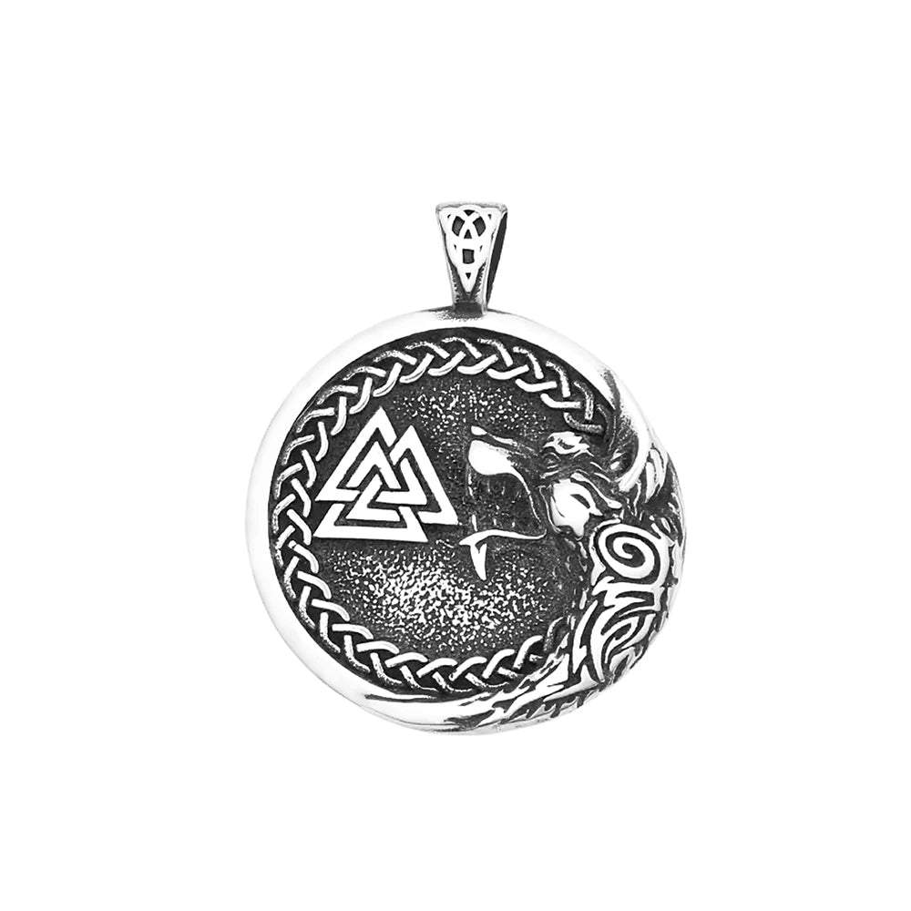 PENDRA Valkwolf Viking Valknut Wolf Pendant Necklace