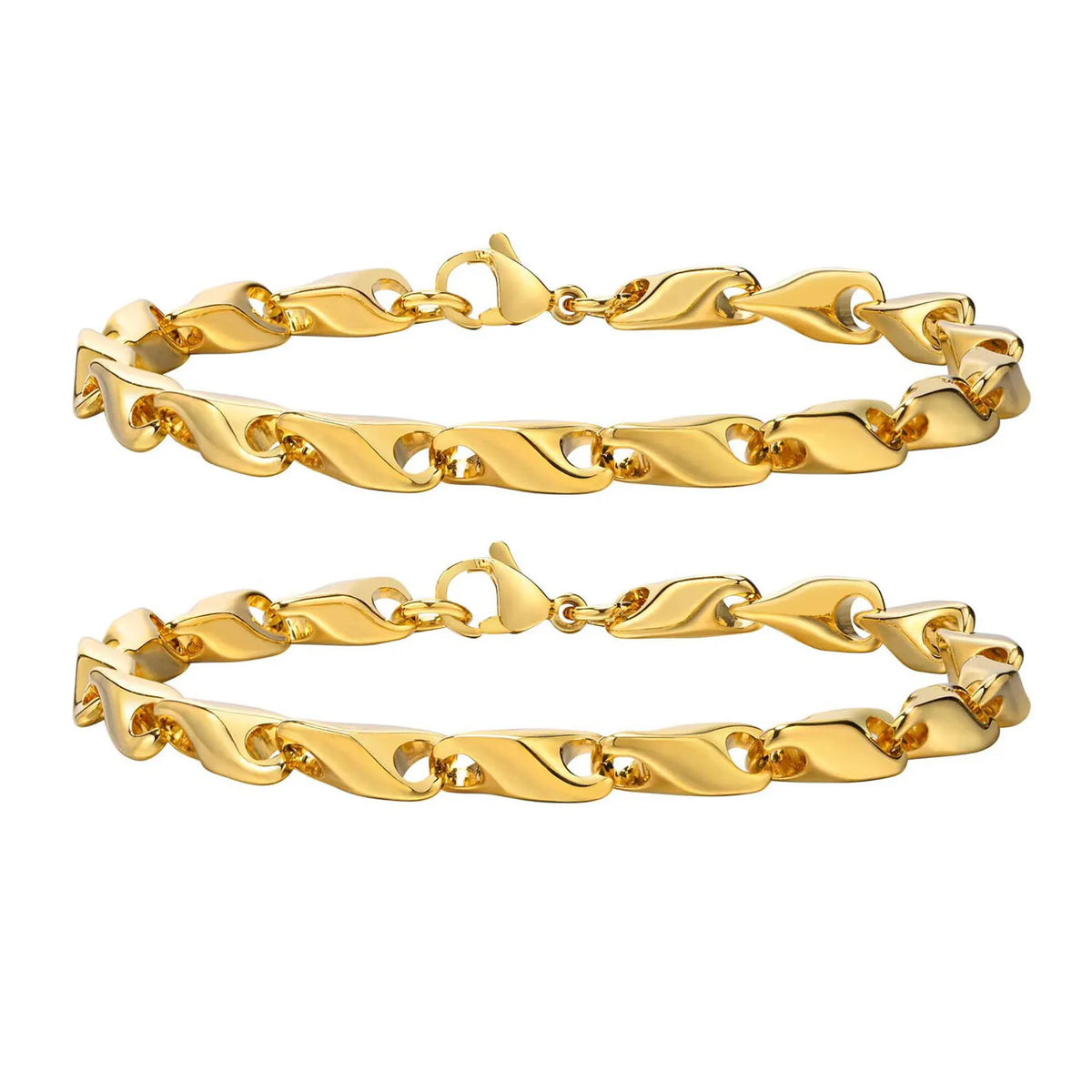 6.4mm Wide Link Chain Bracelets for Men, New Fashion Waterproof Stainless Steel Chains Wristband Gift for Him Jewelry