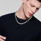 Punk Splicing Byzantine Necklaces for Men,Stainless Steel Cuban Chain Collars,Chunky Trendy Male Jewelry Gift