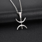 Africa Berbers Symbol Necklace for Men,Stainless Steel Amazigh ⵣ Letter Necklace,Ethnic Amulet Jewelry