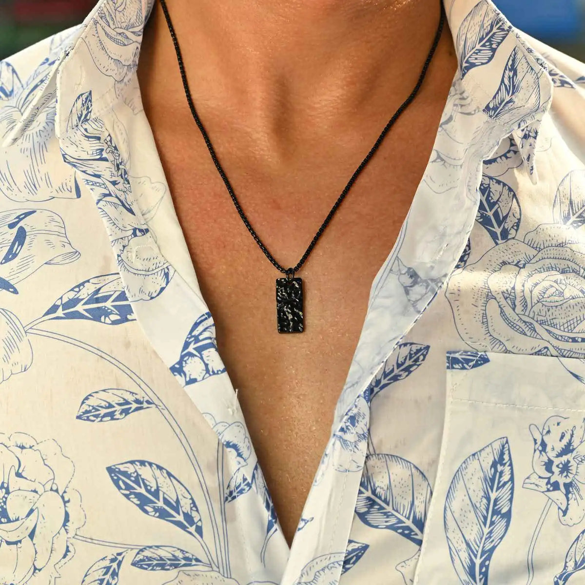 Vintage Fold Geometric Necklace for Men Boys,Stainless Steel Rectangular Pendant,Punk Jewelry Gift