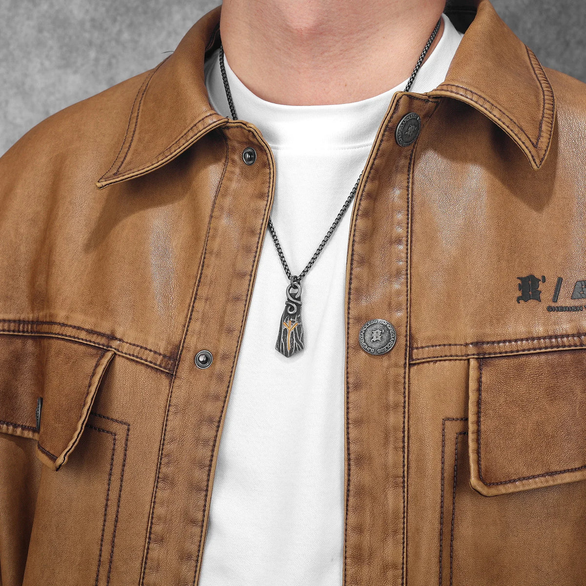 PENDRA Rune Branch Steel Necklace