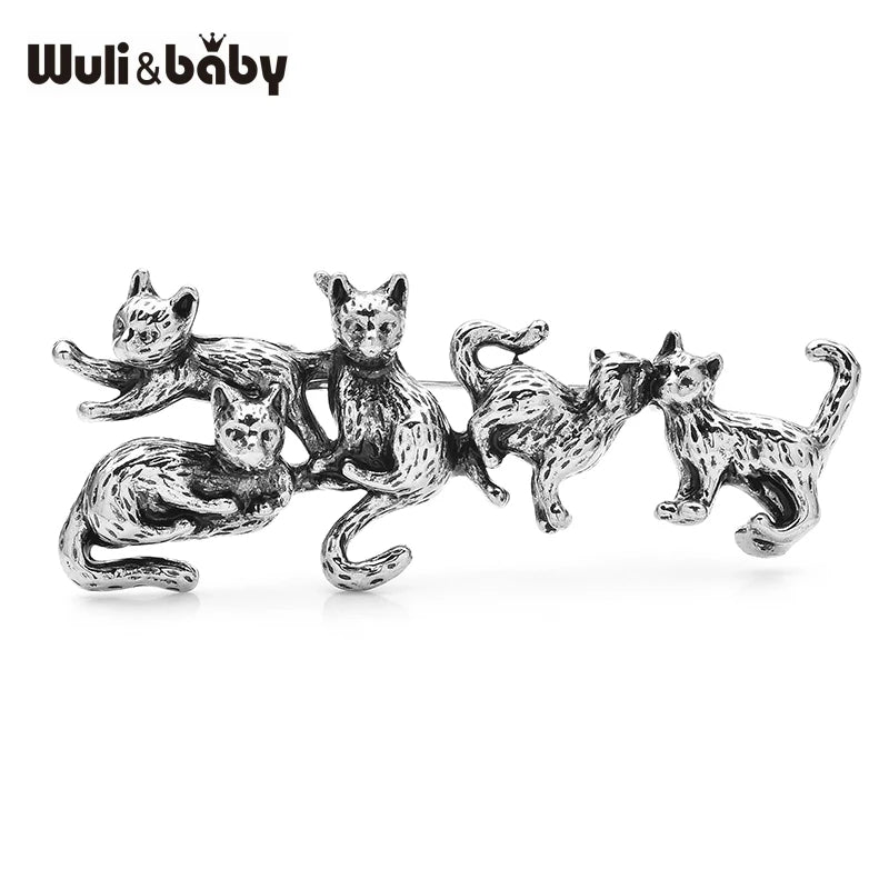 PENDRA Five Cats Friends Animal Brooch