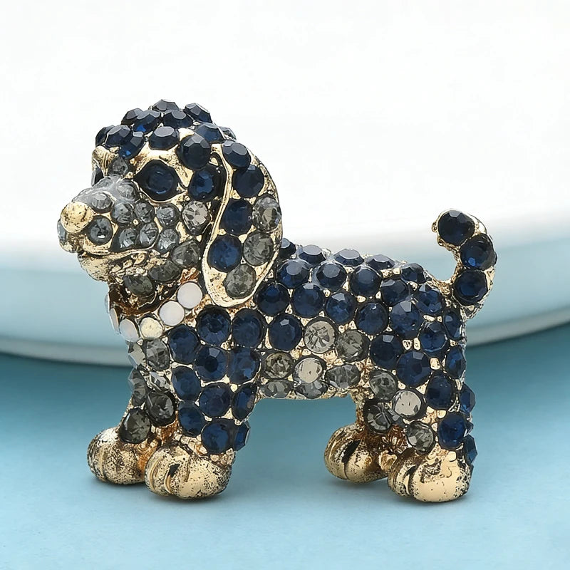 PENDRA Noble Puppy Rhinestone Dog Brooch