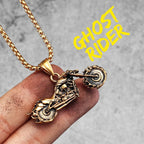 Motorcycle Rider Biker Long Men Necklace Pendant Chain Punk for Boyfriend Male Stainless Steel Jewelry Creativity Gift Wholesale