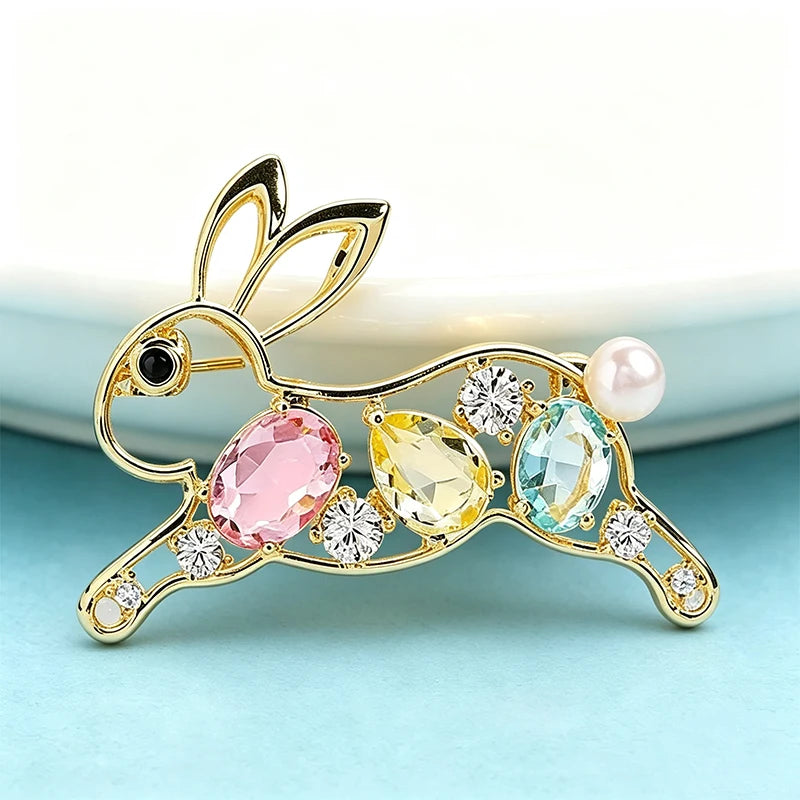 PENDRA Cute Crystal Rabbit Brooch