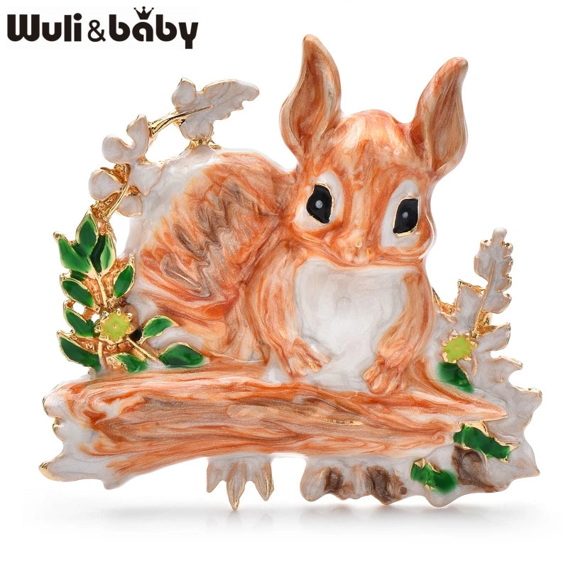 PENDRA Woodland Enamel Squirrel Brooch