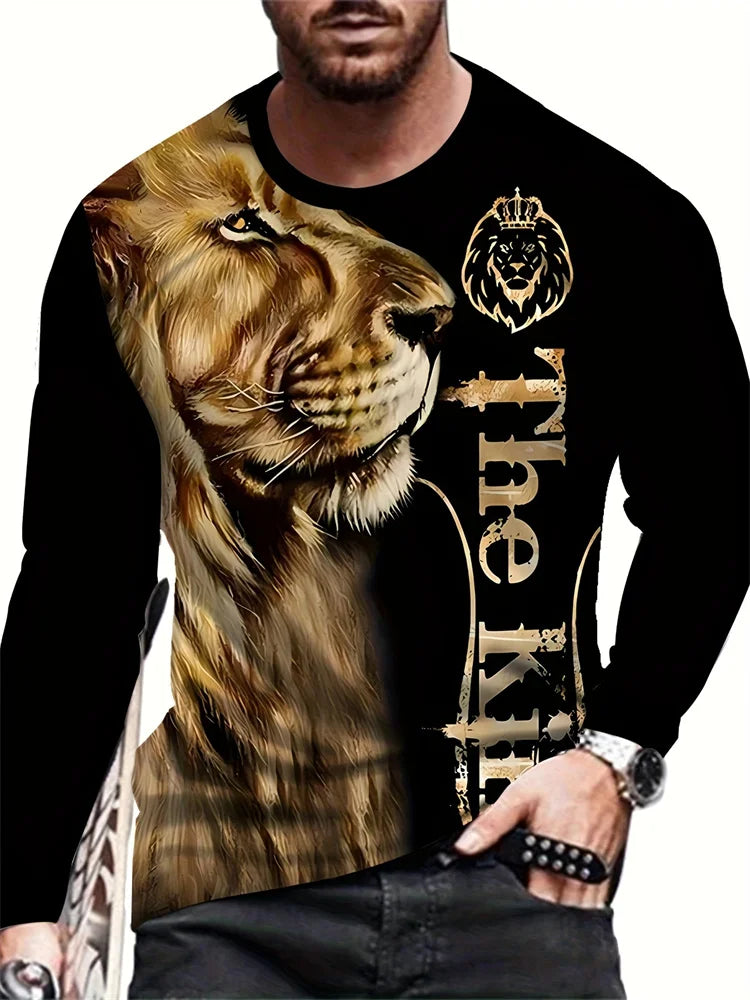PENDRA Black White Lion Long-Sleeve Long Sleeve T-Shirt