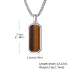 Natural Stone Square Men's Necklace,Waterproof Stainless Steel Geometric Pendant Necklace,Trendy Birthday Jewelry Gift