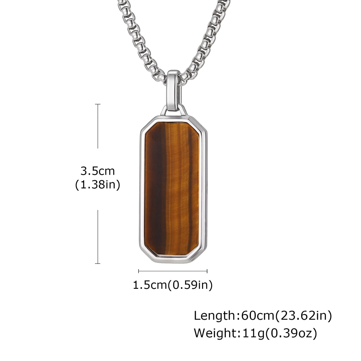 Natural Stone Square Men's Necklace,Waterproof Stainless Steel Geometric Pendant Necklace,Trendy Birthday Jewelry Gift