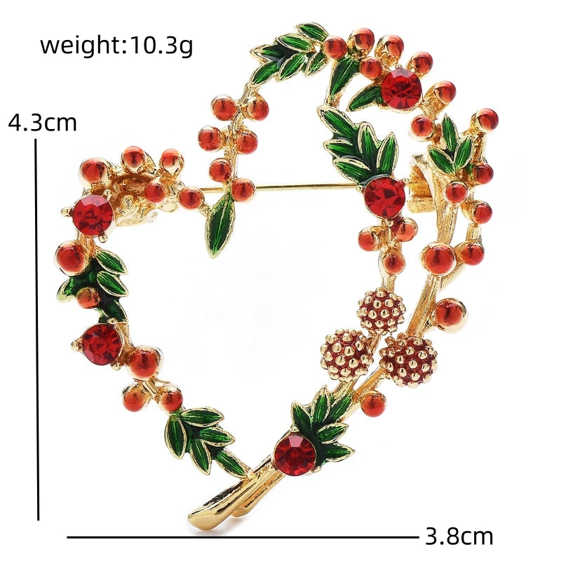 PENDRA Amorette 2-Color Enamel Fruit Heart Brooch